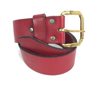 Vintage distressed red leather belt